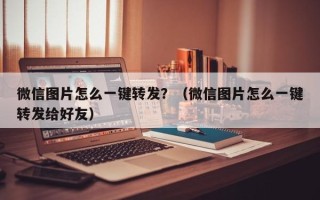 微信图片怎么一键转发？（微信图片怎么一键转发给好友）