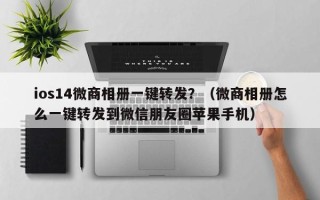 ios14微商相册一键转发？（微商相册怎么一键转发到微信朋友圈苹果手机）