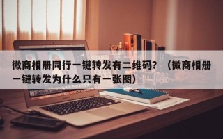 微商相册同行一键转发有二维码？（微商相册一键转发为什么只有一张图）