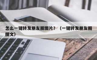 怎么一键转发朋友圈图片？（一键转发朋友圈图文）