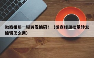 微商相册一键转发编码？（微商相册批量转发编辑怎么用）